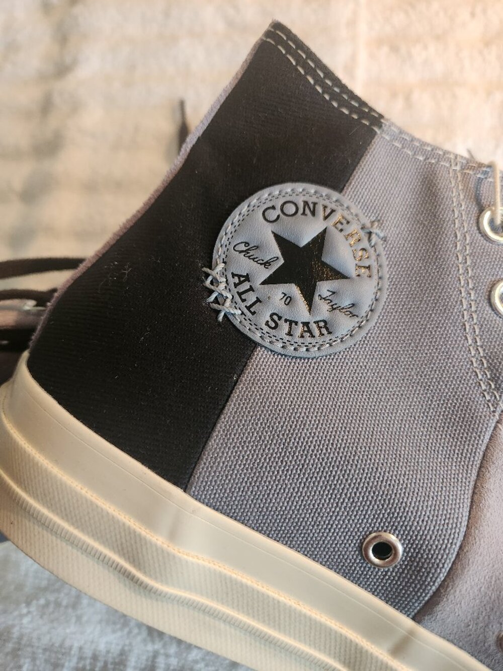 NWT Converse Chuck 70 High Crafted Patchwork Mason Grey Black Sneaker - Picture 2 of 4